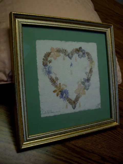 2000 "Wildflowers" Hearts Artwork by Interia/Dried Flowers/Frame/10.5" x 10.5"