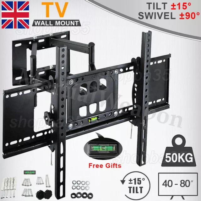 TV Wall Bracket Mount Tilt Swivel For 40 42 43 48 49 50 55 58 60 65 70 80" inch