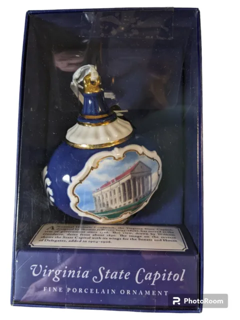 Virginia State Capitol Fine Porcelain Ornament Christmas 3 1/2 X 3 Inches