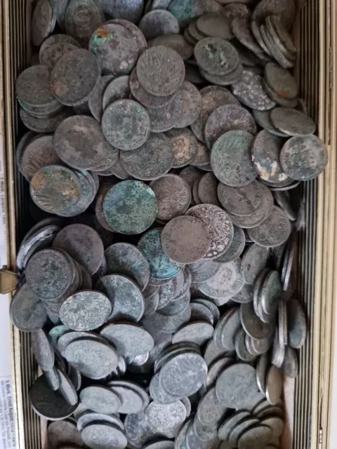 Sammlung Fast 2 KG KAISERREICH Münzen 5 Pfennig Und 10 PFENNIG Alles SCHROTT