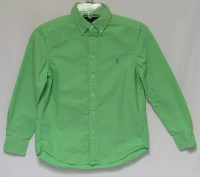 POLO RALPH LAUREN Kids Boys Lime Green L/S Button Down Shirt Size Medium (10-12)
