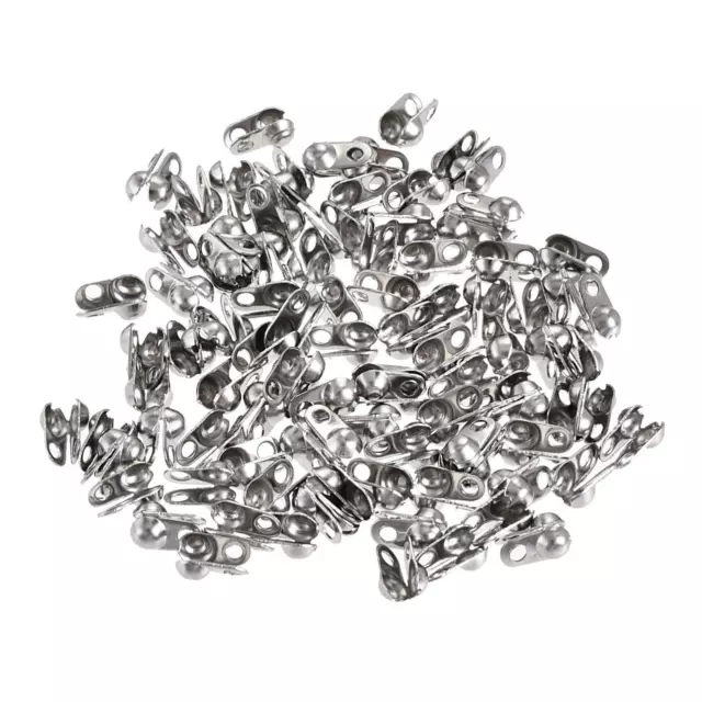 Ball Chain Connector 2.4mm Clamshell Style Stainless Steel Link 100pcs