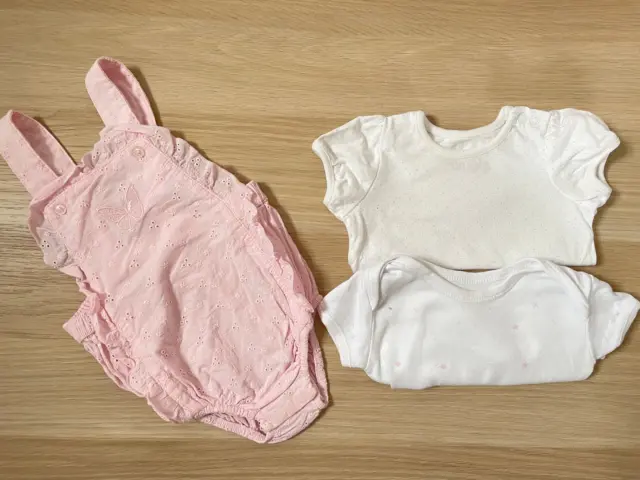 Baby Girl 3-6 months Nutmeg Pink Short Summer Broderie Anglaise Romper Outfit