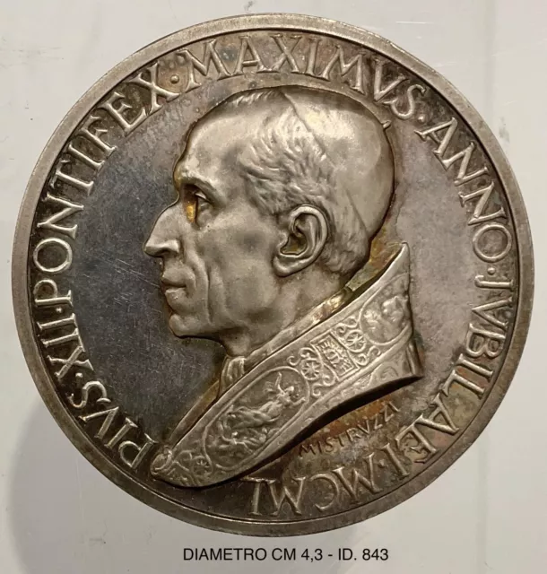 Papa Pio Xii° Anno Santo A.xii° 1950 Medaglia Straordinaria Argento Vaticano