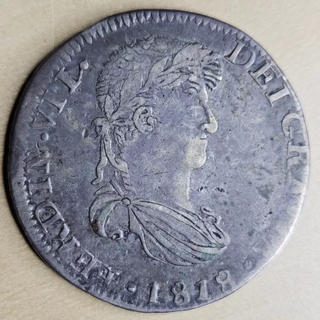 1818-Zs Mexico 8 Reales War Of Independence Zacatecas Mint VF World Silver Crown