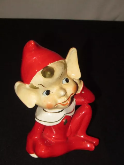 Christmas Elf Pixie Figurine Figure Red Sitting Japan 1340 LARGE  (C140) 2