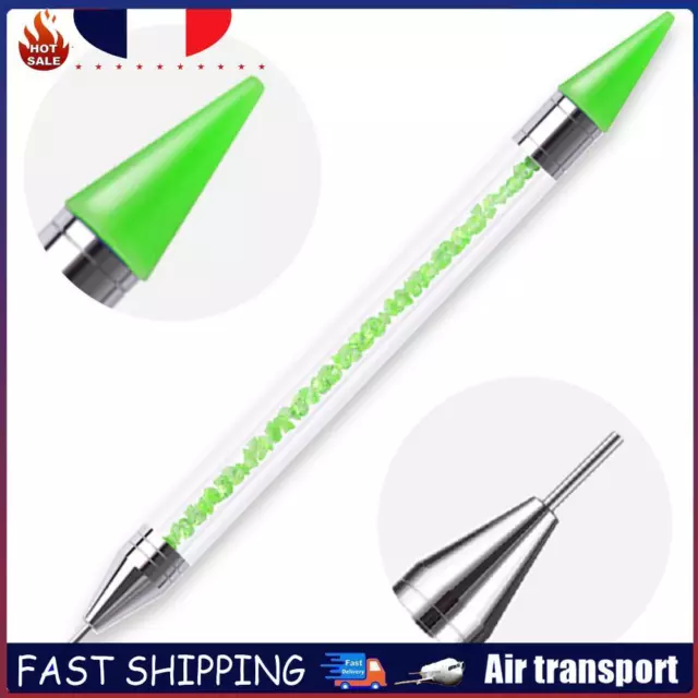 Dual Heads Dotting Wax Pen Point Drill Picker Nail Art Studs Dotter (Green) FR