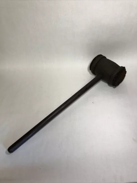 Large Antique Wood and Wrought Iron Mallet Hammer 32 Inches Long Heavy Duty