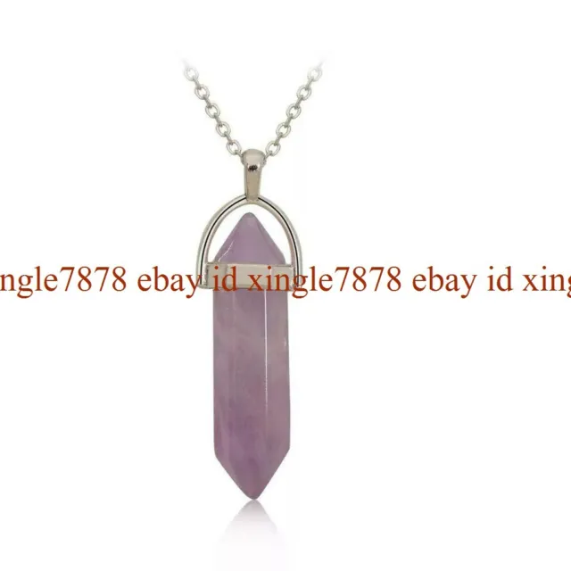 Crystal Gemstone Necklace Pendant Natural Chakra Stone Energy Healing with Chain 9