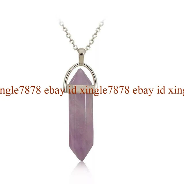 Crystal Gemstone Necklace Pendant Natural Chakra Stone Energy Healing with Chain 9