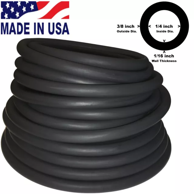 20 feet CONTINUOUS 3/8in(10mm)OD 1/4in(6mm)ID Latex Rubber Tubing BLACK (804B)