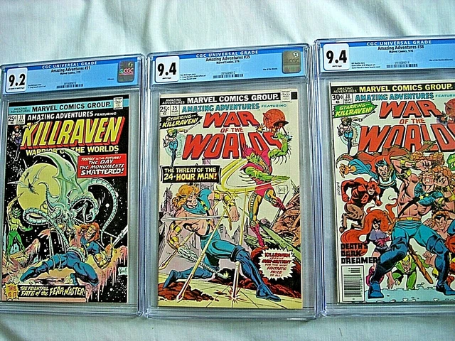 Marvel AMAZING ADVENTURES #31 #35 #38 CGC 9.2-9.4 NM White Pages 1976 Killraven