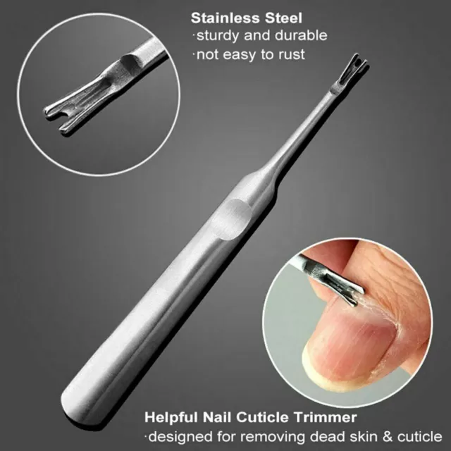Dual Sided Cuticle Pusher Trimmer Remover Cutter Pedicure Manicure Nail Art Tool