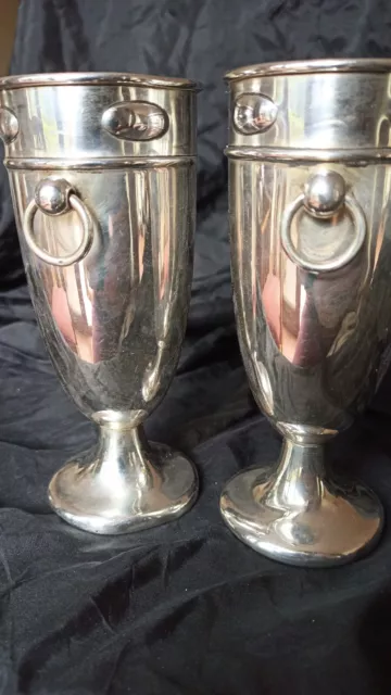 Large silver pedestal vases William Hutton and Sons (pair)