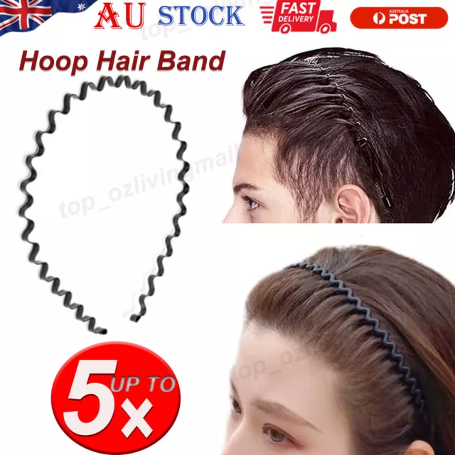 5 pcs Headband Hair Band Unisex Fashion Sport Metal Wave Hoop Headwear Men Women