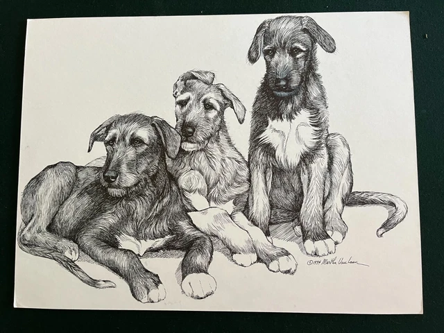 Irish Wolfhound Puppies trio Ltd Edition Print 11x17 By Van Loan