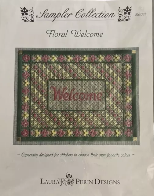 Laura J Perin Design Bargello Roses Needlepoint Floral Welcome May Rug Sampler