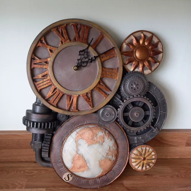 "Toscano Gears of Time"  Steampunk Wall Clock Sculpture, (Medium) 16"