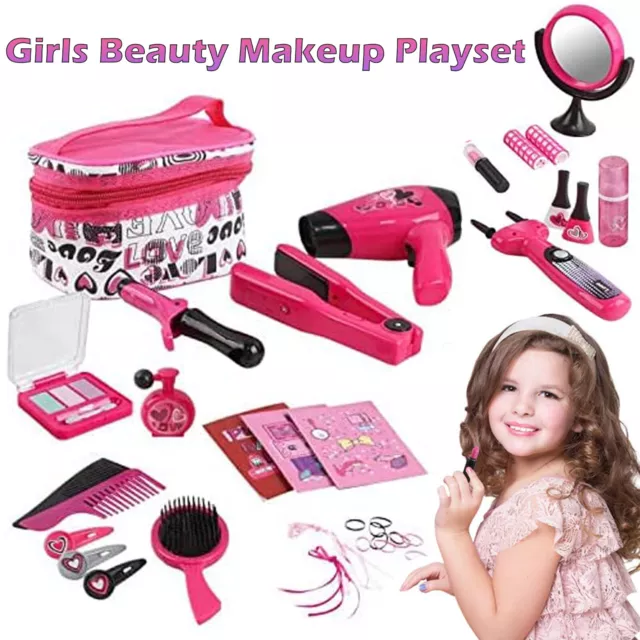 Girls Pretend Play Makeup Kit Beauty Cosmetic Bag Creative Learning Toy Set Gift