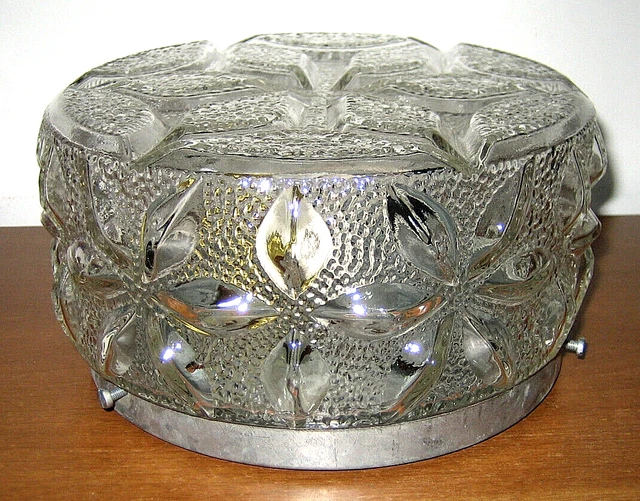 Plafoniera vintage in vetro cristallo lavorato applique diametro 20 modernariato