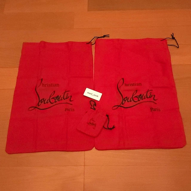 Juego de 2 bolsas de polvo para zapatos rojos Christian Louboutin Paris 14"" x 9"" y mini bolsa para polvo 1