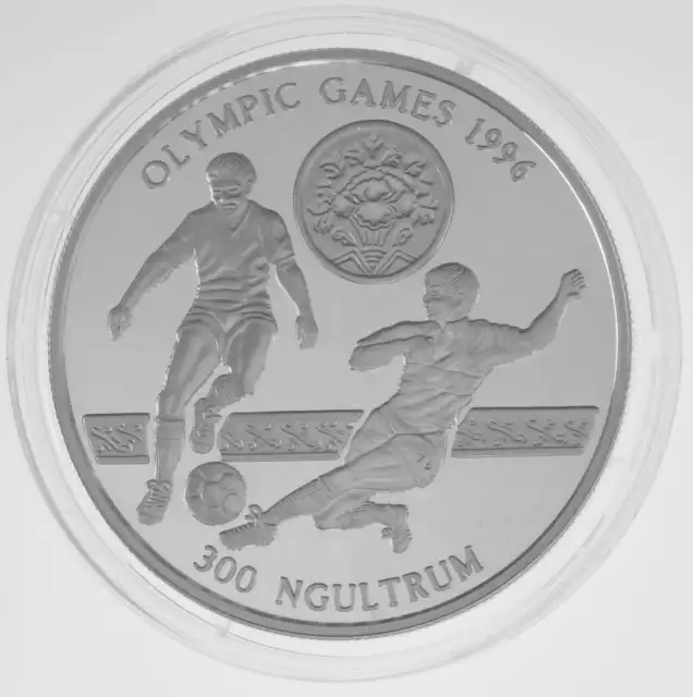 300 Ngultrums Bhutan 1993 Silber PP - Olympia - Fußball