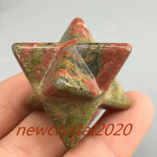 Natural unakite Merkaba Star carved quartz Crystal skull point reiki healing 1pc