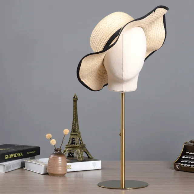 Modern Gold Wire Metal Tabletop Hat/Cap/Wig Display Stand Holder Adjustable