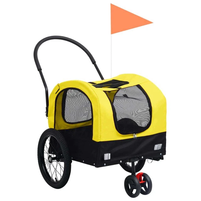 Remorque de vélo de chiens et poussette 2-en-1 Jaune et noir
