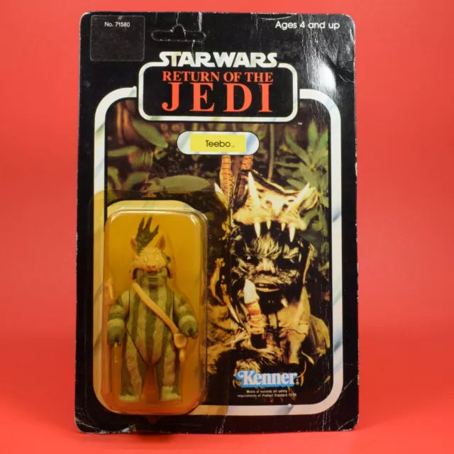 Star Wars Vintage Kenner ROTJ 1983 Unpunched Ewok Teebo Carded w/ Star Case