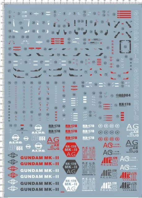 Detail 1/60 PG RX-178 MK-II MK2 MK 2 AUGE GDM Figure Model Markings Water Decal