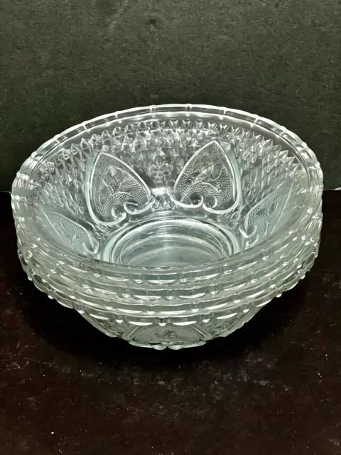 Vintage Indonesian KIM Glass Fruit Salad Bowls Set of 4 Bowls  5"w x 2"h.