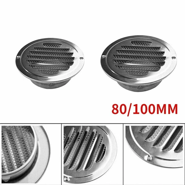 80mm/100mm Aération Grille Acier Inoxydable Plat Rond Stores Air Prise Mur 1pc