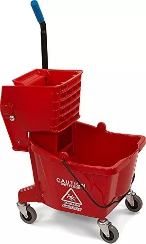 Compact Mop Bucket W/ Side Press Wringer Cleaning 26 Quart Capacity Durable RED