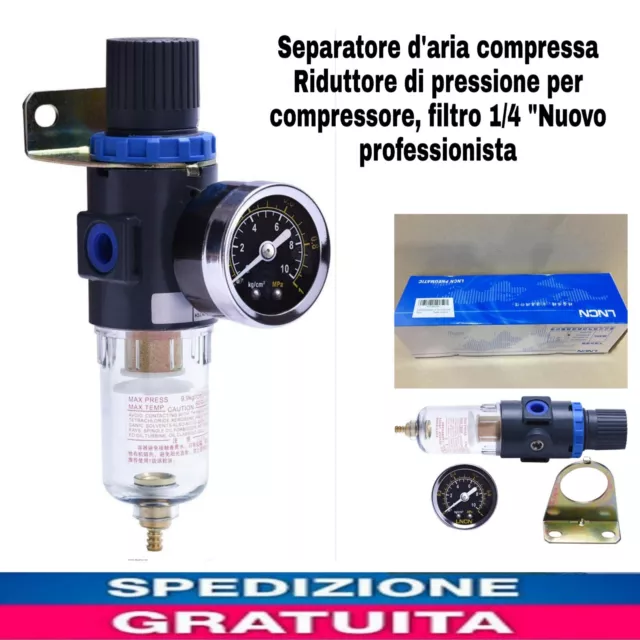 Separatore d'aria compressa Riduttore di pressione per compressore, filtro 1/4"