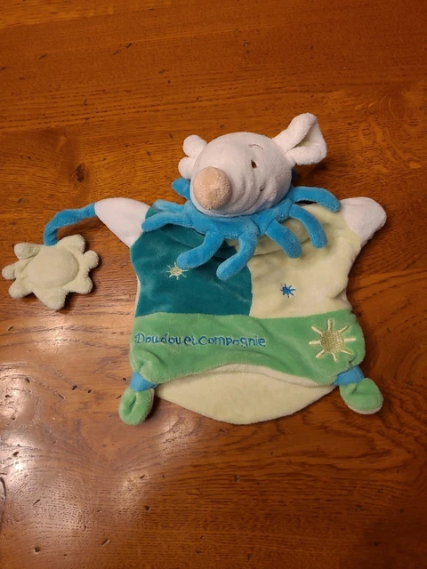 Doudou Et Compagnie Marionnette Souris Vert Blanc Soleil  État Neuf Jamais Servi