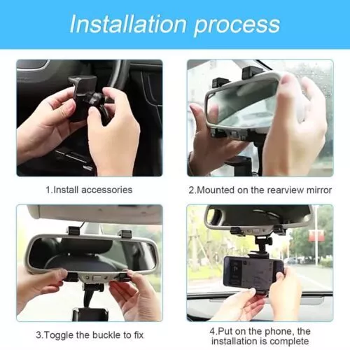 360° Car Rearview Mirror Phone Holder Universal Rotatable Car Phone Holder Lot 2