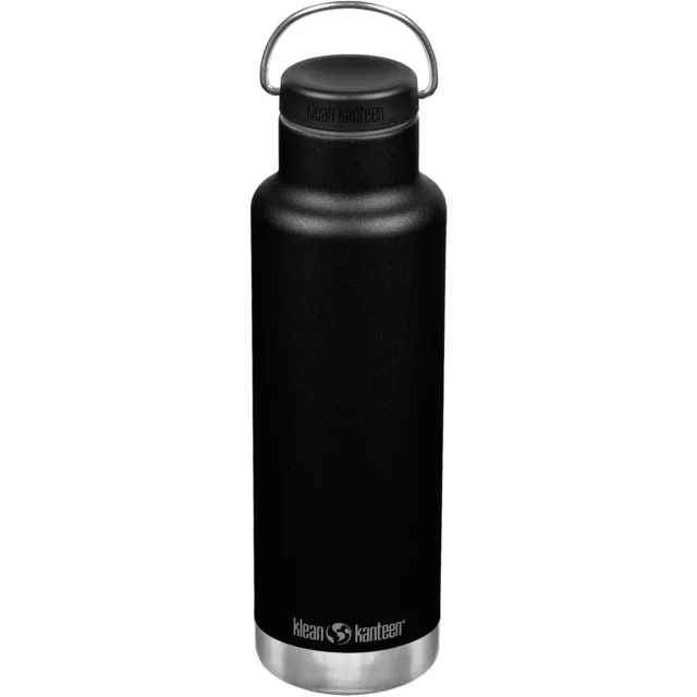 Klean Kanteen 592ml Classic Vacuum Insulated Army Water Bottle Loop Cap Black