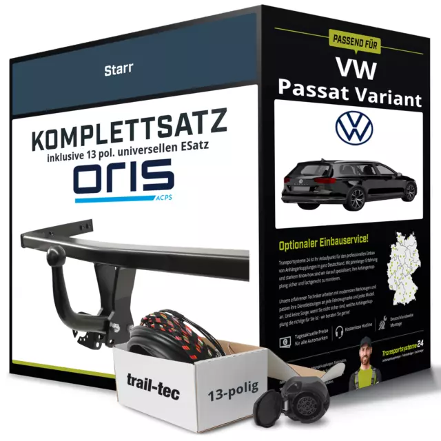 Für VW Passat Variant B8 Typ 3G5 Anhängerkupplung starr +eSatz 13pol uni 14- AHK