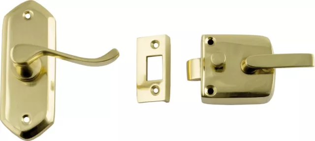 wooden screen door latch/lock,polished brass,left or right hand,