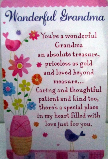 Heartwarmer Keepsake Message Card "Wonderful Grandma" Sweet Verse Birthday Gift!