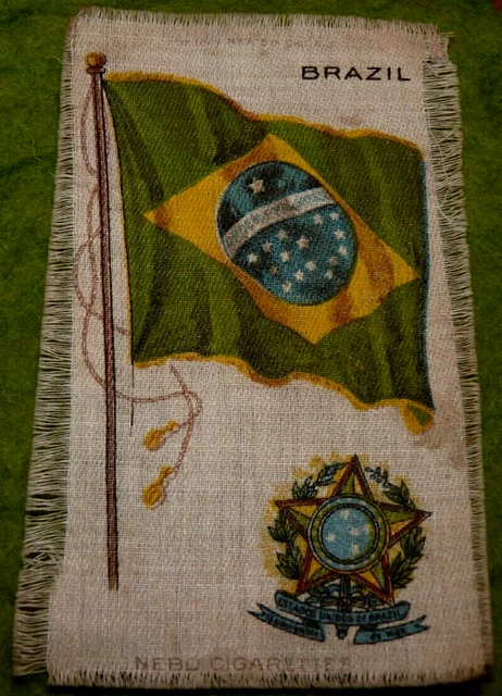 15/22 Nebo cigarettes silk flag Brazil  Publicité soie ancien drapeau Brésil