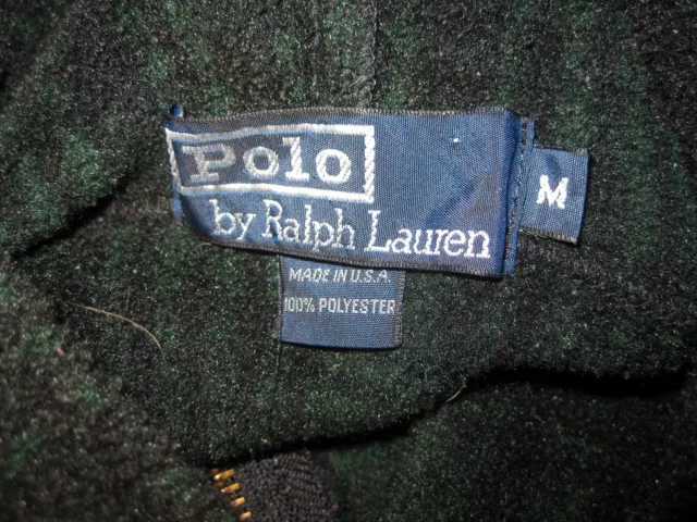 Vintage Polo Ralph Lauren Green Flannel Plaid Hoodie Mens M Large? Made in USA