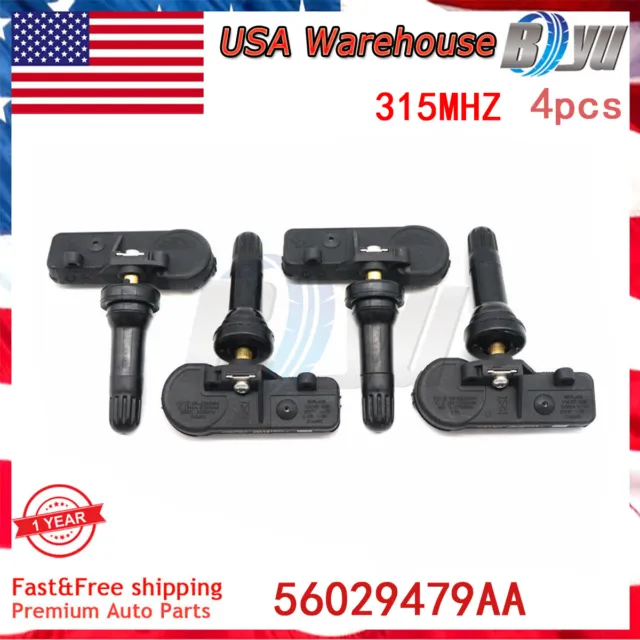 4PCS TPMS Tire Pressure Sensor 56029479AA For Jeep Wrangler Grand Cherokee Dodge