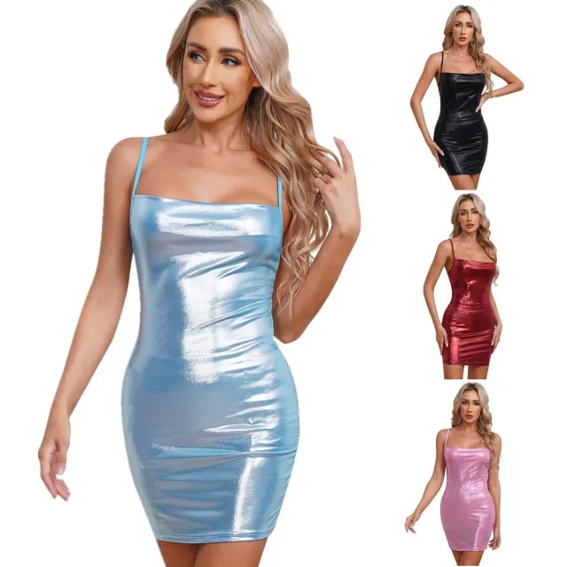 Womens Lingerie Birthday Dresses Cowl Neck Hip Wrap Dress Slim Fit Mini Dress 2