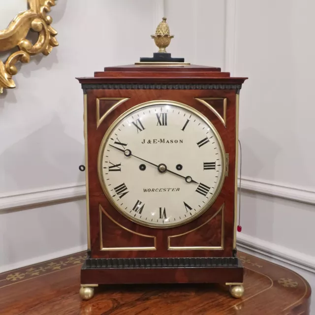 Antique Bracket Clock English Mahogany William IV Pull Repeat Action Restored 2