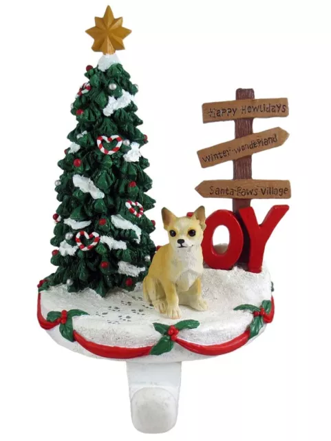 Chihuahua Stocking Holder Hanger Tan