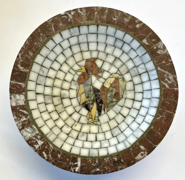 Vintage Mid-Century Modern HEIDE Denmark Danish Mosaic Tile Bowl Rooster Dish