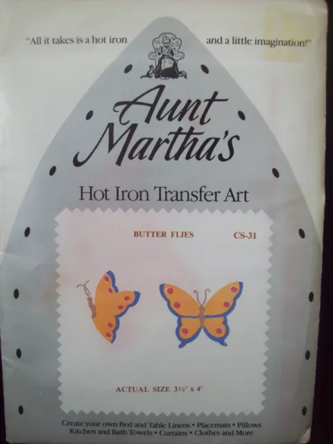 Hot Iron Transfer Art Aunt Martha's Country Spring CS-31 Butterfly Transfers
