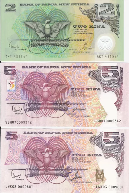 Papua New Guinea,Set Of 6 Notes,2-50 Kina-All Unc 3